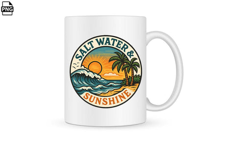 Salt Water & Sunshine Summer PNG Printable File Sublimation Creativedesigntee 