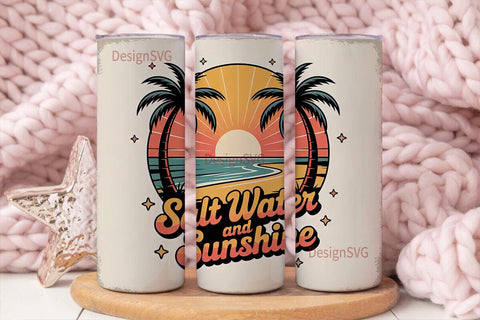 Salt Water & Sunshine Tumbler Wrap Sublimation DesignSVG 