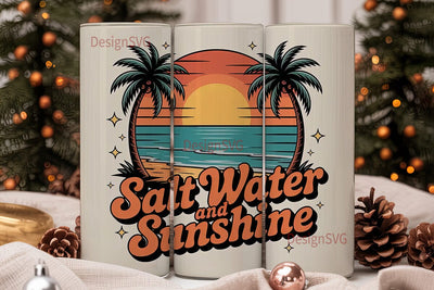 Salt Water & Sunshine Tumbler Wrap Sublimation DesignSVG 