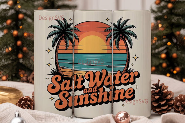 Salt Water & Sunshine Tumbler Wrap Sublimation DesignSVG 