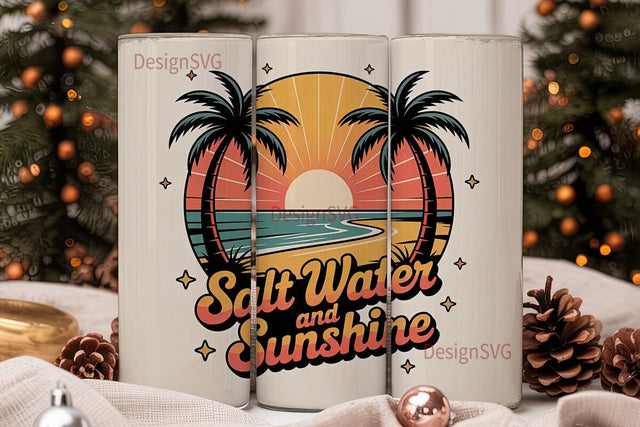 Salt Water & Sunshine Tumbler Wrap Sublimation DesignSVG 