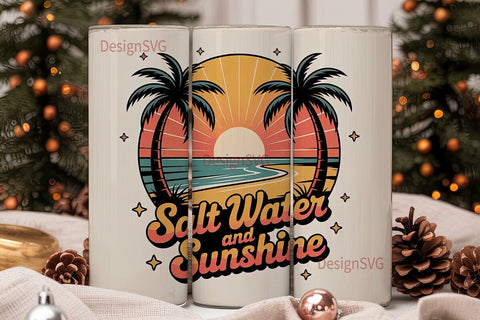 Salt Water & Sunshine Tumbler Wrap Sublimation DesignSVG 