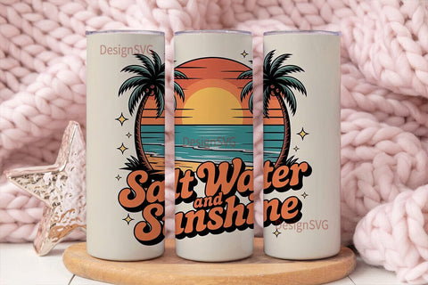 Salt Water & Sunshine Tumbler Wrap Sublimation DesignSVG 