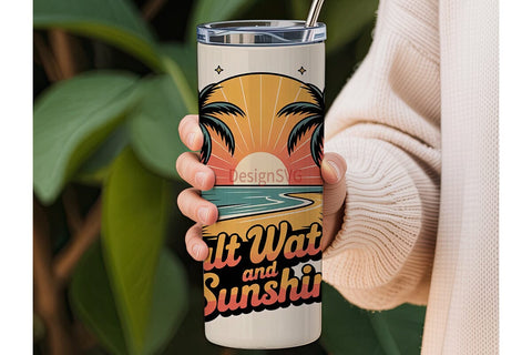 Salt Water & Sunshine Tumbler Wrap Sublimation DesignSVG 