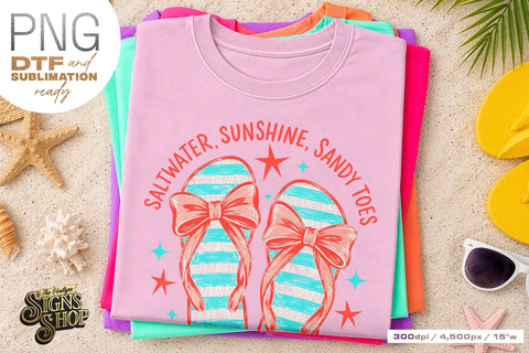 Saltwater Sunshine Sandy Toes png, Beach Summer Design Sublimation The Vintage Signs Shop 