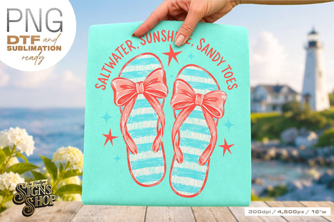Saltwater Sunshine Sandy Toes png, Beach Summer Design Sublimation The Vintage Signs Shop 