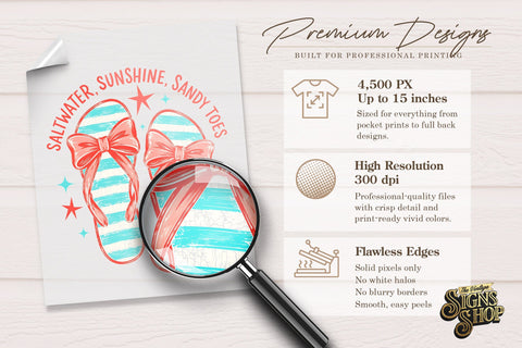 Saltwater Sunshine Sandy Toes png, Beach Summer Design Sublimation The Vintage Signs Shop 
