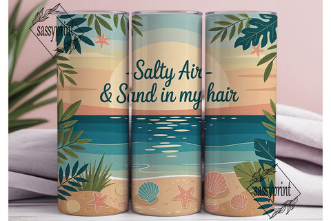 Salty Air Seashells 20oz Tumbler Wrap Sublimation sassyprint 