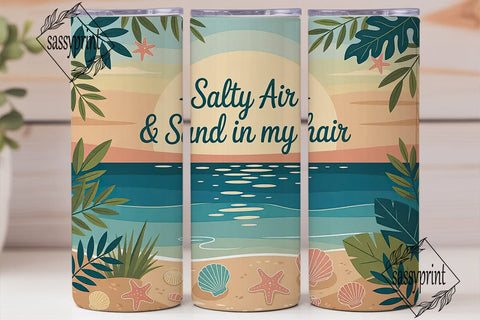 Salty Air Seashells 20oz Tumbler Wrap Sublimation sassyprint 