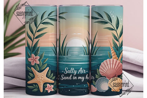 Salty Air Seashells 20oz Tumbler Wrap Sublimation sassyprint 