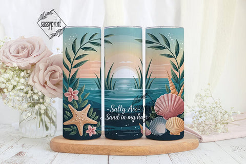 Salty Air Seashells 20oz Tumbler Wrap Sublimation sassyprint 