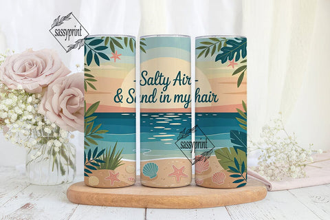 Salty Air Seashells 20oz Tumbler Wrap Sublimation sassyprint 