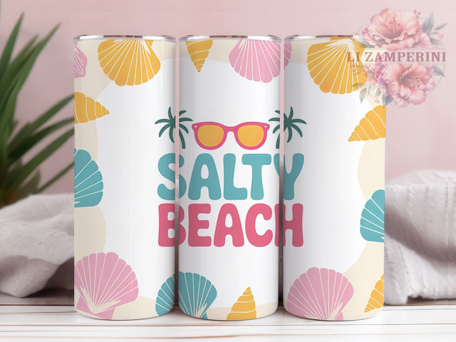 Salty Beach Shades 20oz Tumbler, Salty Beach Quote, Sunglasses Illustration, Sublimation Tumbler Wrap, 20oz Tumbler, Coastal Summer Gift, Bright Ocean Style Sublimation Li Zamperini 