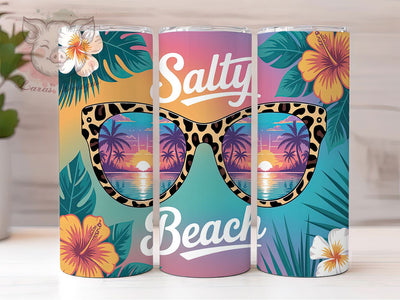 Salty Beach Sunset Vibes Tumbler, Leopard Sunglasses PNG, Sunset Beach Sublimation, 20oz Skinny Tumbler Design, Tropical Beach Wrap, Sassy Beach Vibes Tumbler, Coastal Summer Tumbler PNG Sublimation Lara' s Designs 