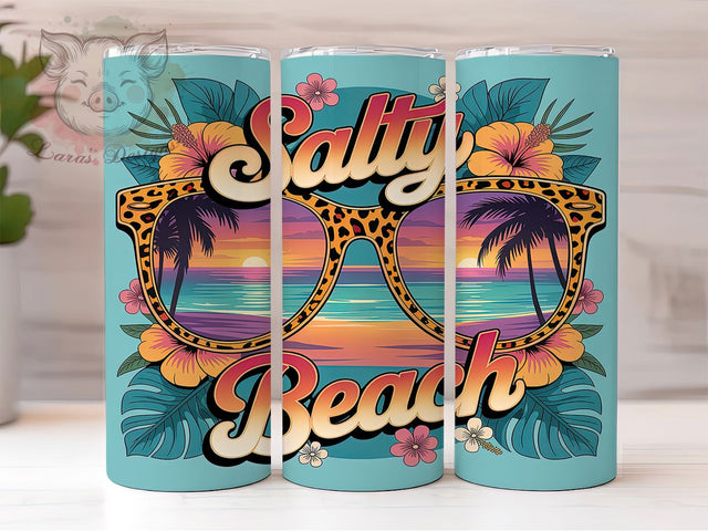 Salty Beach Sunset Vibes Tumbler, Leopard Sunglasses PNG, Sunset Beach Sublimation, 20oz Skinny Tumbler Design, Tropical Beach Wrap, Sassy Beach Vibes Tumbler, Coastal Summer Tumbler PNG Sublimation Lara' s Designs 