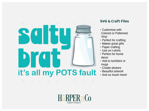 Salty Brat, Funny, POTS, SVG, Png, Dxf SVG HarperNCo 