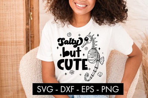 Salty But Cute Skeleton Seahorse SVG PNG SVG Freeling Design House 