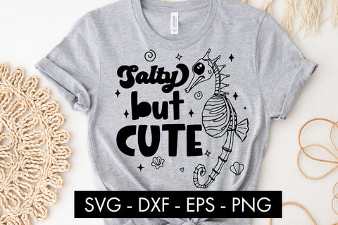 Salty But Cute Skeleton Seahorse SVG PNG SVG Freeling Design House 