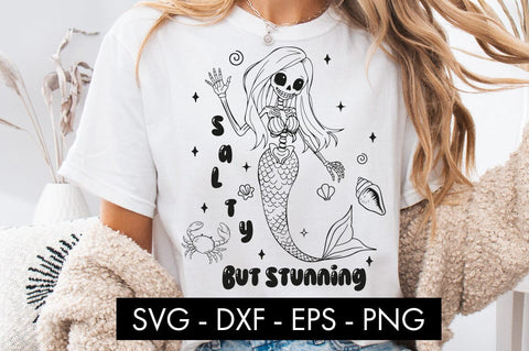 Salty But Stunning Skeleton Mermaid SVG PNG SVG Freeling Design House 