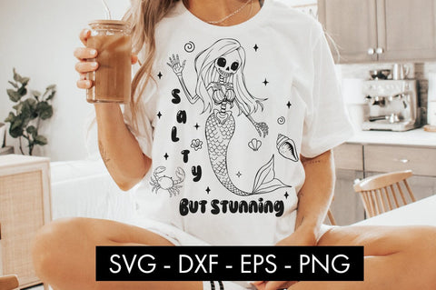 Salty But Stunning Skeleton Mermaid SVG PNG SVG Freeling Design House 