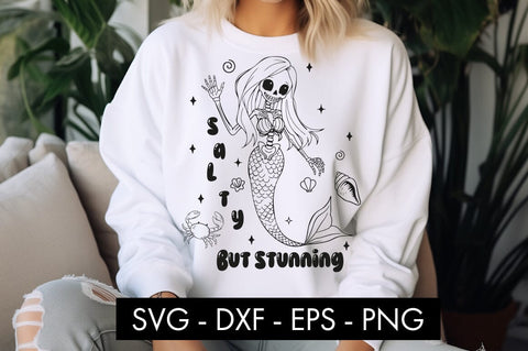 Salty But Stunning Skeleton Mermaid SVG PNG SVG Freeling Design House 