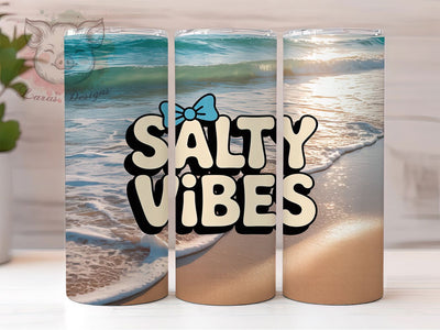 Salty Coquette Bow 20oz Tumbler, Beach Salty Vibes Art, Sublimation Tumbler Wrap, 20oz Tumbler, Summer Coastal Theme, Cute Girly Gift, Fresh Ocean Style Sublimation Lara' s Designs 