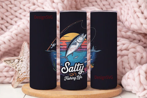 Salty Fishing Life 20oz Tumbler Wrap Sublimation DesignSVG 