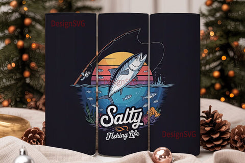 Salty Fishing Life 20oz Tumbler Wrap Sublimation DesignSVG 
