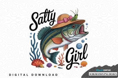 Salty girl fishing design Sublimation Regulrcrative 