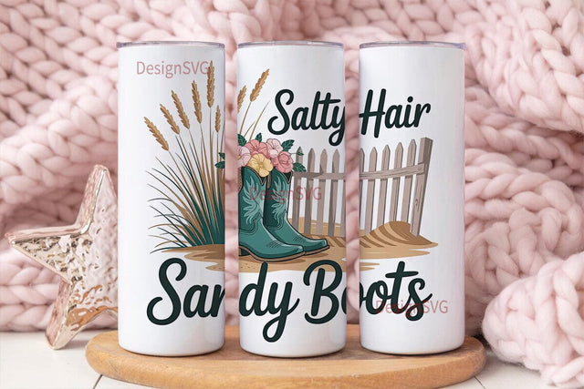 Salty Hair Sandy Boots 20oz Tumbler Wrap Sublimation DesignSVG 