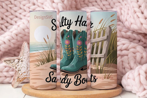 Salty Hair Sandy Boots 20oz Tumbler Wrap Sublimation DesignSVG 