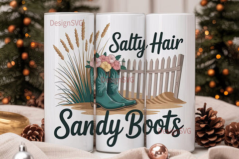 Salty Hair Sandy Boots 20oz Tumbler Wrap Sublimation DesignSVG 