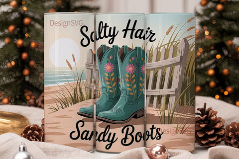 Salty Hair Sandy Boots 20oz Tumbler Wrap Sublimation DesignSVG 