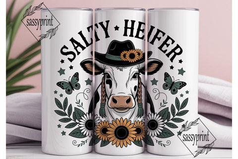 Salty Heifer 20oz Tumbler Wrap Sublimation sassyprint 