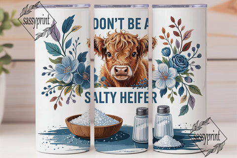 Salty Heifer Calf Tumbler Wrap PNG Sublimation sassyprint 