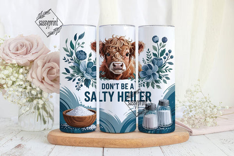 Salty Heifer Calf Tumbler Wrap PNG Sublimation sassyprint 