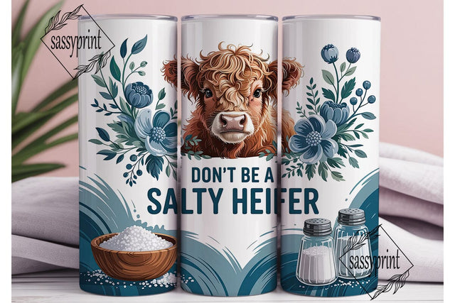 Salty Heifer Calf Tumbler Wrap PNG Sublimation sassyprint 
