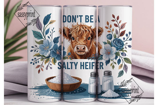 Salty Heifer Calf Tumbler Wrap PNG Sublimation sassyprint 