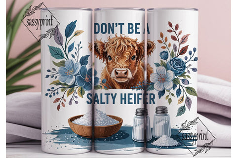 Salty Heifer Calf Tumbler Wrap PNG Sublimation sassyprint 