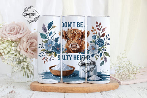 Salty Heifer Calf Tumbler Wrap PNG Sublimation sassyprint 