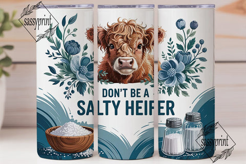 Salty Heifer Calf Tumbler Wrap PNG Sublimation sassyprint 