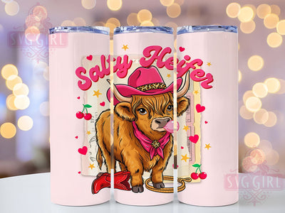 Salty Heifer Cow 20oz Tumbler Wrap, Cow Motif, Farmhouse Style, Salty Heifer, Rustic Charm, Whimsical Humor, Skinny Tumbler, Sublimation PNG Sublimation SvggirlplusArt 