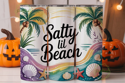 Salty Lil Beach 20oz Tumbler Wrap Sublimation PixelChick 