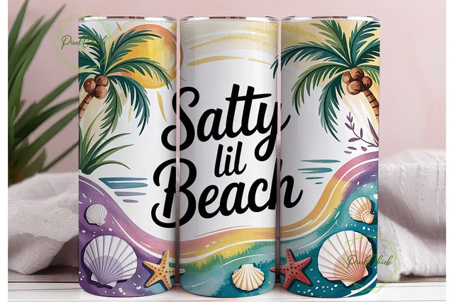 Salty Lil Beach 20oz Tumbler Wrap Sublimation PixelChick 