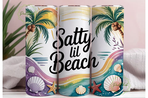 Salty Lil Beach 20oz Tumbler Wrap Sublimation PixelChick 