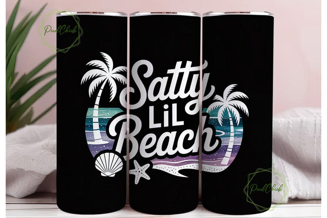 Salty Lil Beach 20oz Tumbler Wrap Sublimation PixelChick 