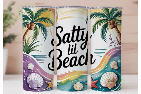Salty Lil Beach 20oz Tumbler Wrap Sublimation PixelChick 
