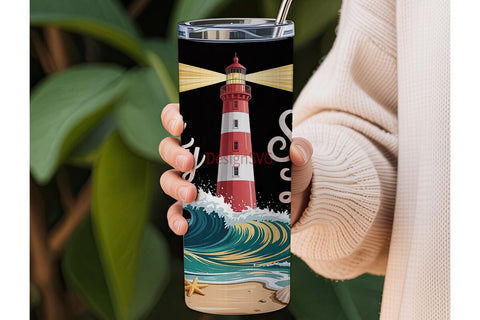 Salty Lit Lighthouse 20oz Tumbler Wrap Sublimation DesignSVG 