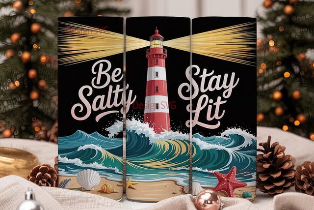 Salty Lit Lighthouse 20oz Tumbler Wrap Sublimation DesignSVG 