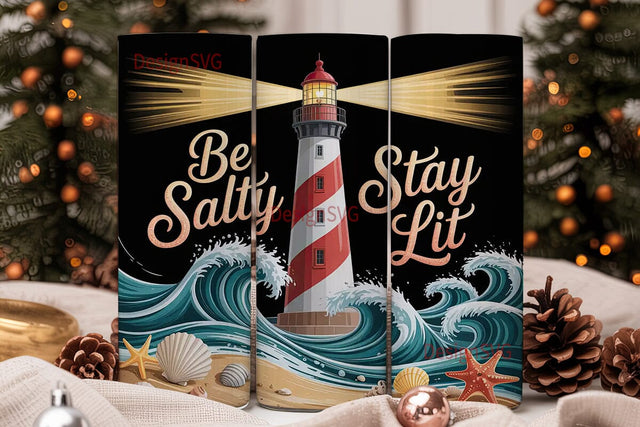 Salty Lit Lighthouse 20oz Tumbler Wrap Sublimation DesignSVG 